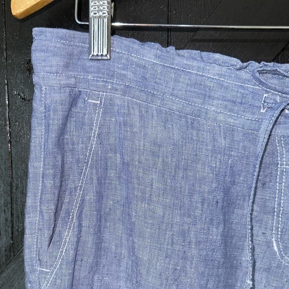 Tommy Bahama Blue 100% Linen Chambray Coconut Shell Button Breathable Pants S/P - Picture 7 of 14